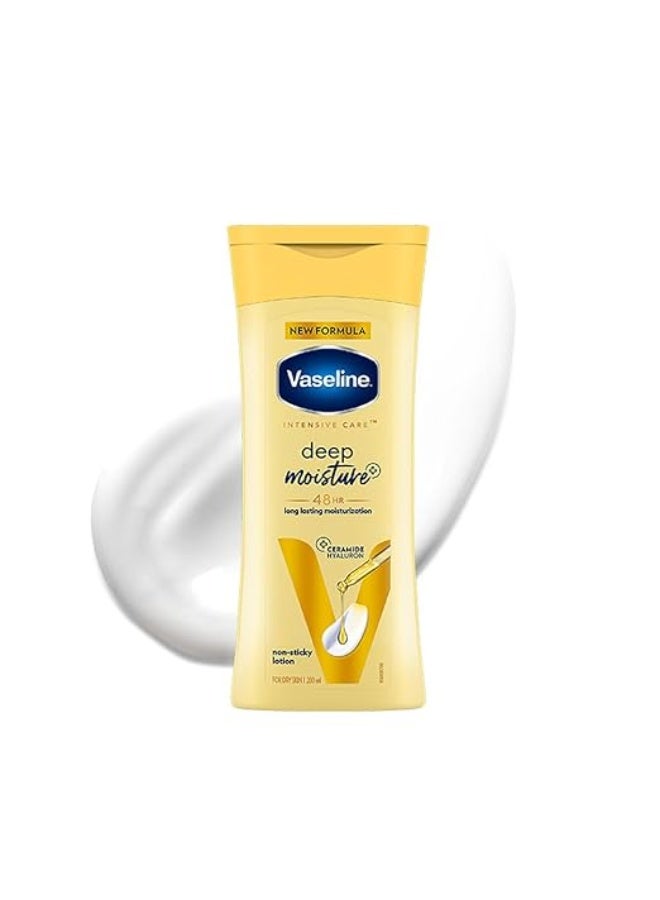 Vaseline Deep Moisture Body Lotion with Ceramide Hyaluron Moisture Fillers | 10X More Moisture for Cushion Soft Glowing Skin |Lightweight Non-Sticky Formula | 200ml - Image 4